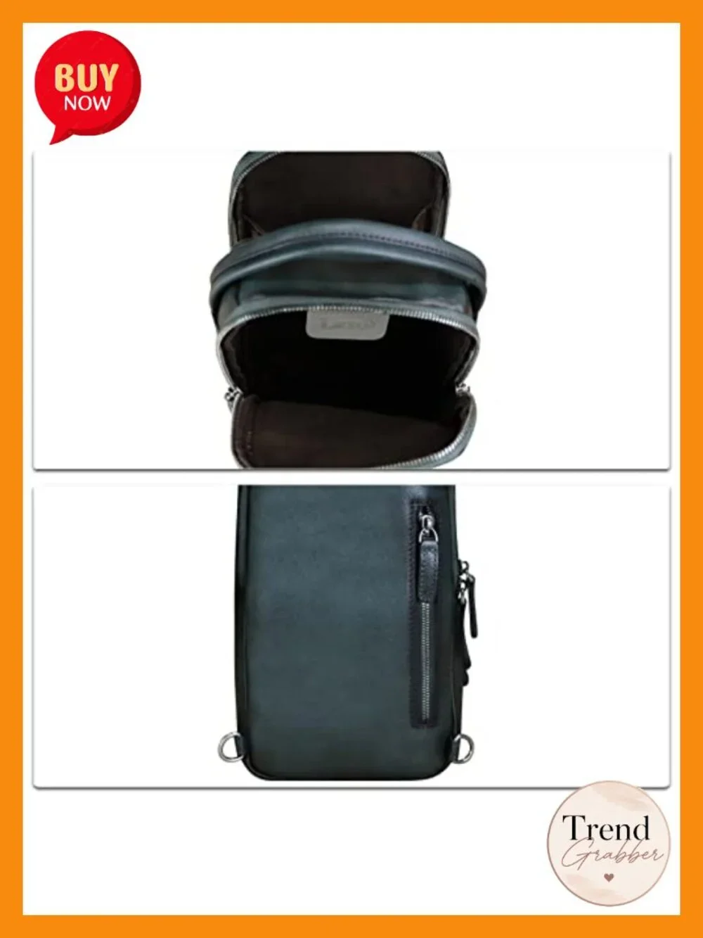 Genuine Leather Sling Bag Crossbody Hiking Backpack Anti-theft Daypack